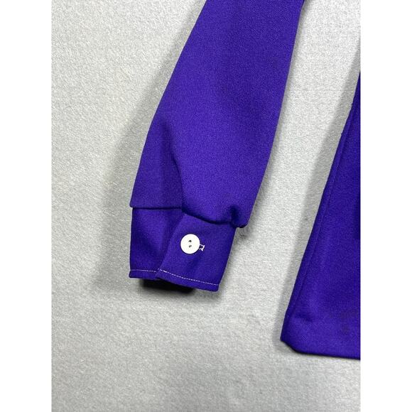 VTG NRC Fashions Blouse Women Purple Dagger Collar Button Up 60s 70s Mod MCM - Picture 5 of 14